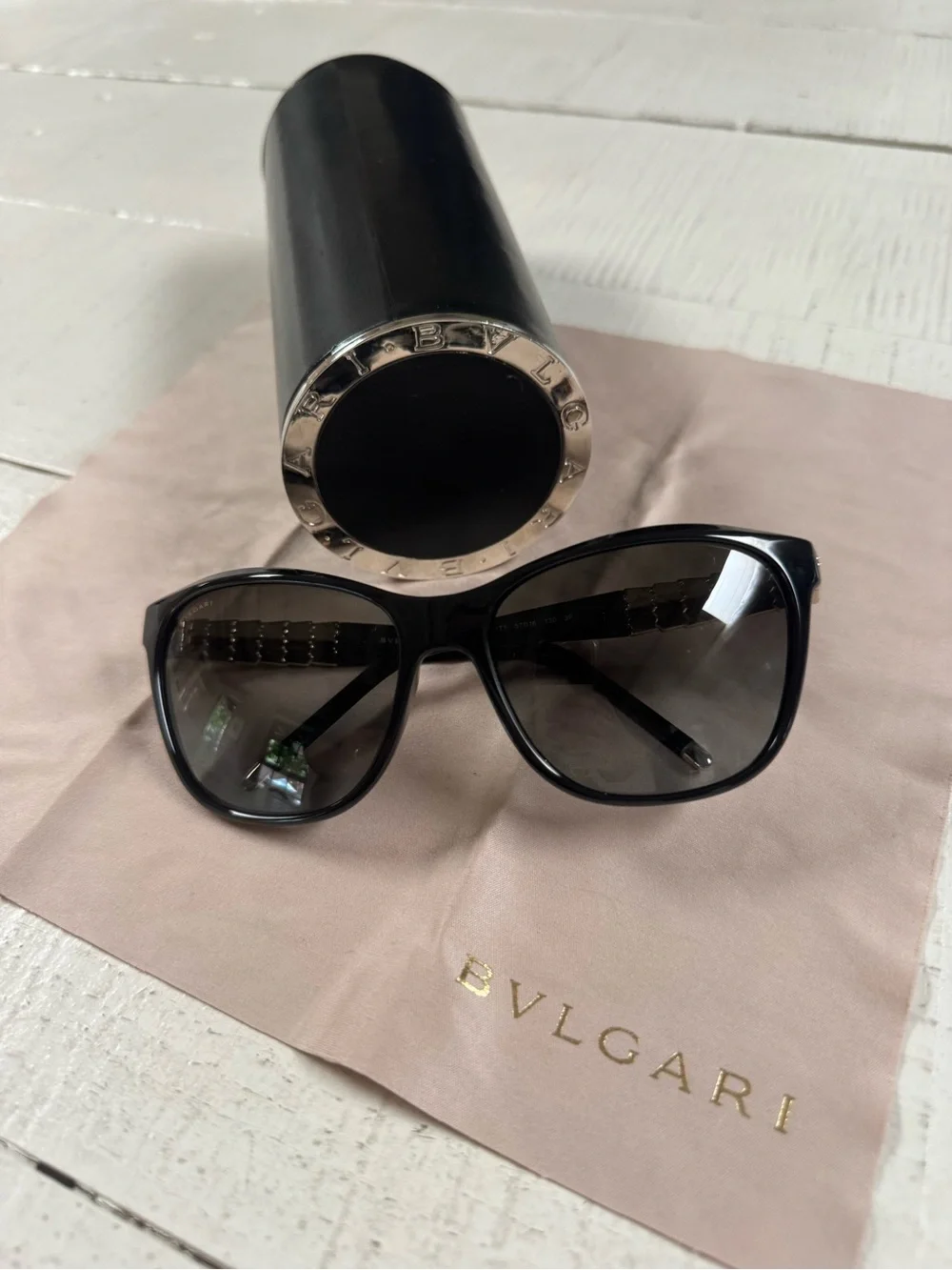Bulgari Black Oversized Gradient Cat-Eye Sunglasses